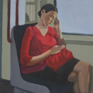 Abwesende junge Frau gemalt